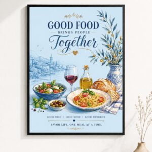 Good Food Brings People Together Wall Art – Italian Dinner Kitchen Print