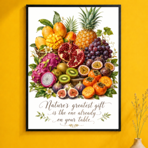 Fruit basket wall art framed print for kitchen and dining room