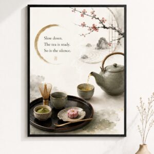 Japanese Tea Ceremony Wall Art – Zen Matcha Quote Poster