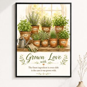 Kitchen Herb Garden Wall Art – Grown With Love Poster