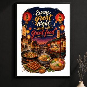 Asian Night Market Wall Art – Street Food Poster