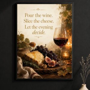Wine & Cheese Wall Art – Evening Indulgence Poster
