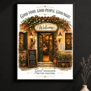 Cafe Storefront Wall Art – Good Moments Better Together Poster