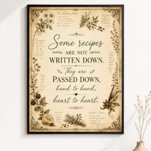 Family Recipe Heirloom Wall Art – Heart to Heart Kitchen Poster