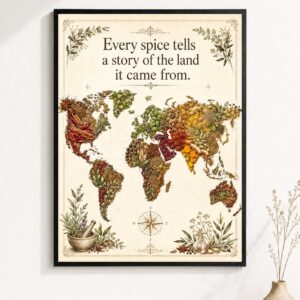 Spice World Map Wall Art – Every Spice Tells a Story Poster