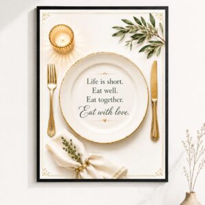 Elegant Table Setting Wall Art – Eat With Love Poster