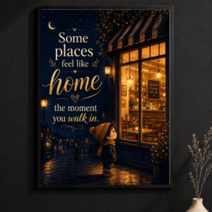 Cozy Restaurant Night Wall Art – Some Places Feel Like Home Poster