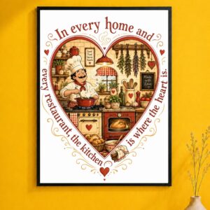 Chef's Kitchen Heart Wall Art – Where the Heart Is Poster