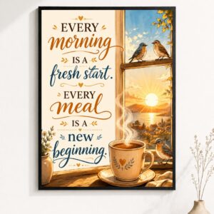 Fresh Start Morning Wall Art – Sunrise Coffee Poster