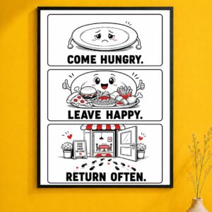 Come Hungry Leave Happy Wall Art – Restaurant Welcome Poster