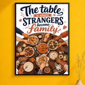 Strangers Become Family Wall Art – Shared Table Poster