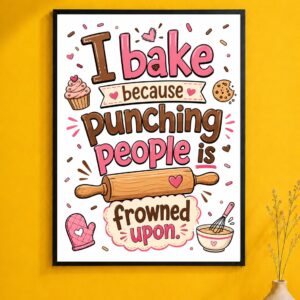 Funny Baking Wall Art – Punching People Is Frowned Upon Poster