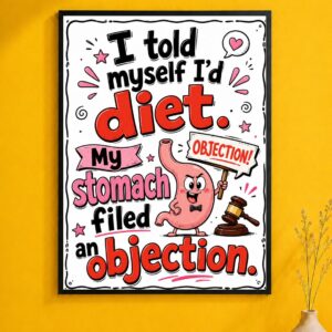Stomach Filed an Objection Wall Art – Funny Diet Poster