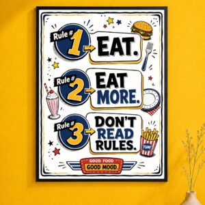 Eat More Rules Wall Art – Good Food Good Mood Poster