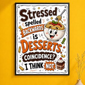 Stressed Spelled Backwards Wall Art – Funny Dessert Poster