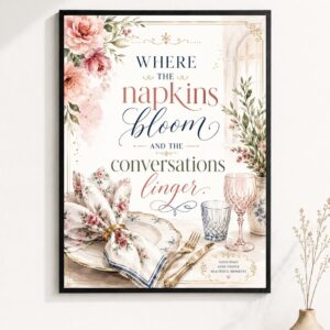 Where Napkins Bloom Wall Art – Elegant Dining Poster