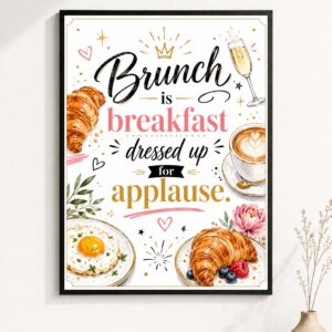 Brunch Dressed Up Wall Art – Croissant & Champagne Poster