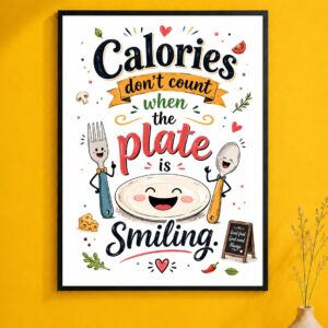 Smiling Plate Wall Art – Calories Don't Count Poster