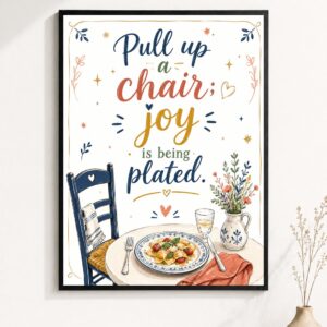 Pull Up a Chair Wall Art – Joy Is Being Plated Poster