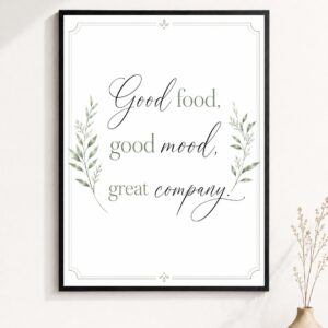 Good Food Good Mood Wall Art – Botanical Script Poster