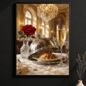 Fine Dining Wall Art – Champagne & Chandelier Poster