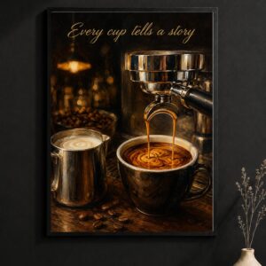 Every Cup Tells a Story Wall Art – Latte Pour Poster