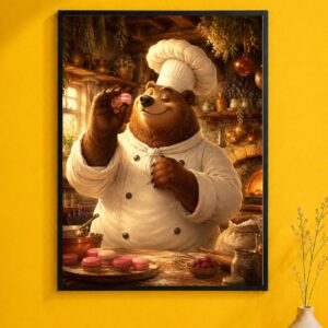 Chef Bear Wall Art – Macaron Kitchen Poster