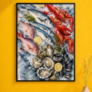 Ocean to Table Wall Art – Seafood Platter Poster