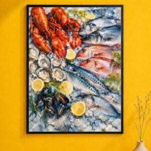 Seafood Feast Wall Art – Lobster & Oyster Spread Poster