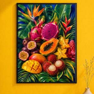 Tropical Fruit Medley Wall Art – Vivid Botanical Poster