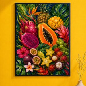 Island Harvest Wall Art – Exotic Fruit Painting Poster