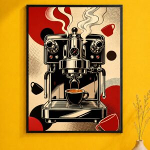 Espresso Machine Pop Art Wall Art – Bold Coffee Poster