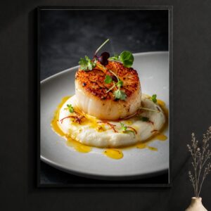Seared Scallop Wall Art – Fine Dining Plating Poster