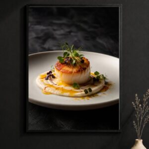 Michelin Style Scallop Wall Art – Gourmet Plating Poster