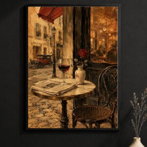 Old Town Bistro Wall Art – Cafe Table Wine Poster