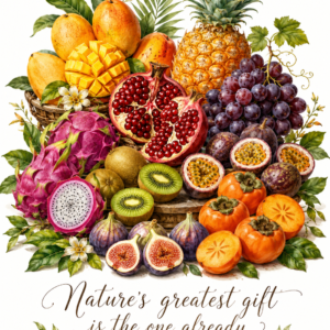 Original fruit basket artwork illustration for wall art print
