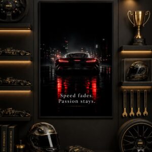 Midnight Pursuit Wall Art – Rainy City Sports Car Poster