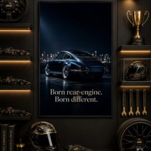 Rear-Engine Legend Wall Art – Classic Sports Car Night Poster