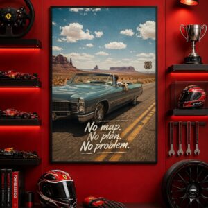 Route 66 Wall Art – Classic Convertible Road Trip Poster