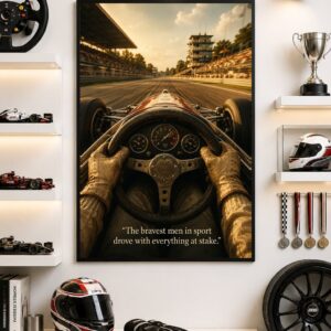 Bravest Men in Sport Wall Art – Vintage Race Cockpit Poster