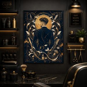 Gentleman's Crest Wall Art – Art Deco Grooming Poster