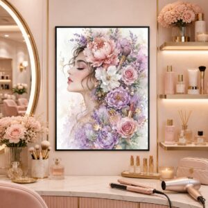 Floral Profile Wall Art – Soft Watercolor Beauty Poster