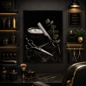 Gentleman's Ritual Wall Art – Razor & Shears Still Life Poster