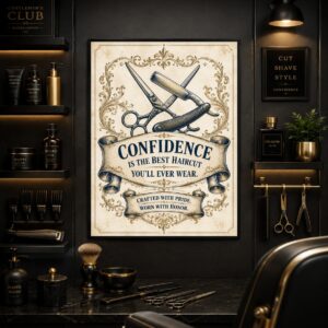 Confidence Is the Best Haircut Wall Art – Vintage Banner Poster