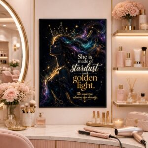 Made of Stardust Wall Art – Cosmic Silhouette Quote Poster