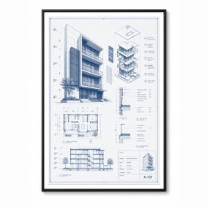 Blueprint Style – Dark Wall Art